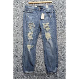 NWT Judy Blue Boyfriend Fit High Rise Jeans Womens 14W Stretch Distressed Blue
